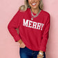 White MERRY Letter Pattern Christmas Raglan Sleeve Sweater