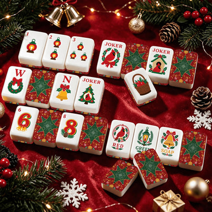 Christmas Cardinal American Mahjong Tiles Traditional Red and Green