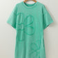 Sky Blue Mineral Wash Flower Patchwork Mini T Shirt Dress