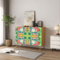 Wooden Storage Cabinet (Made in USA) Flamingo summer on green