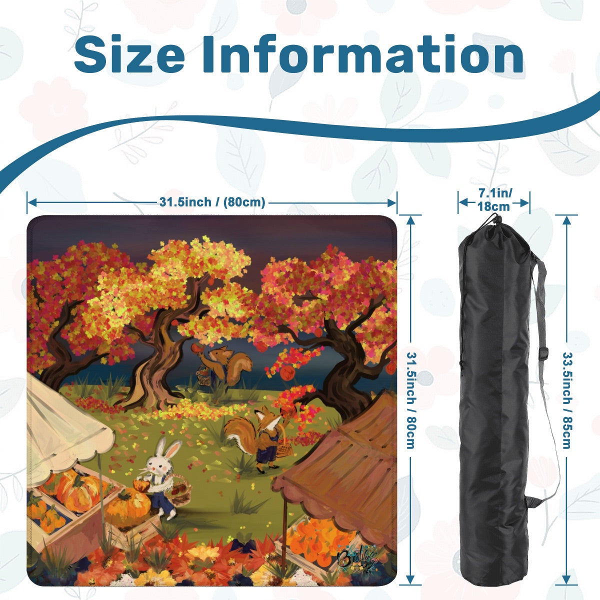 Apple-pickin’ - Soft/smooth  Mahjong Mat 2mm or 3mm  31.5"x31.5" (Ship Rolled up) -Special price Autumn Season Mat