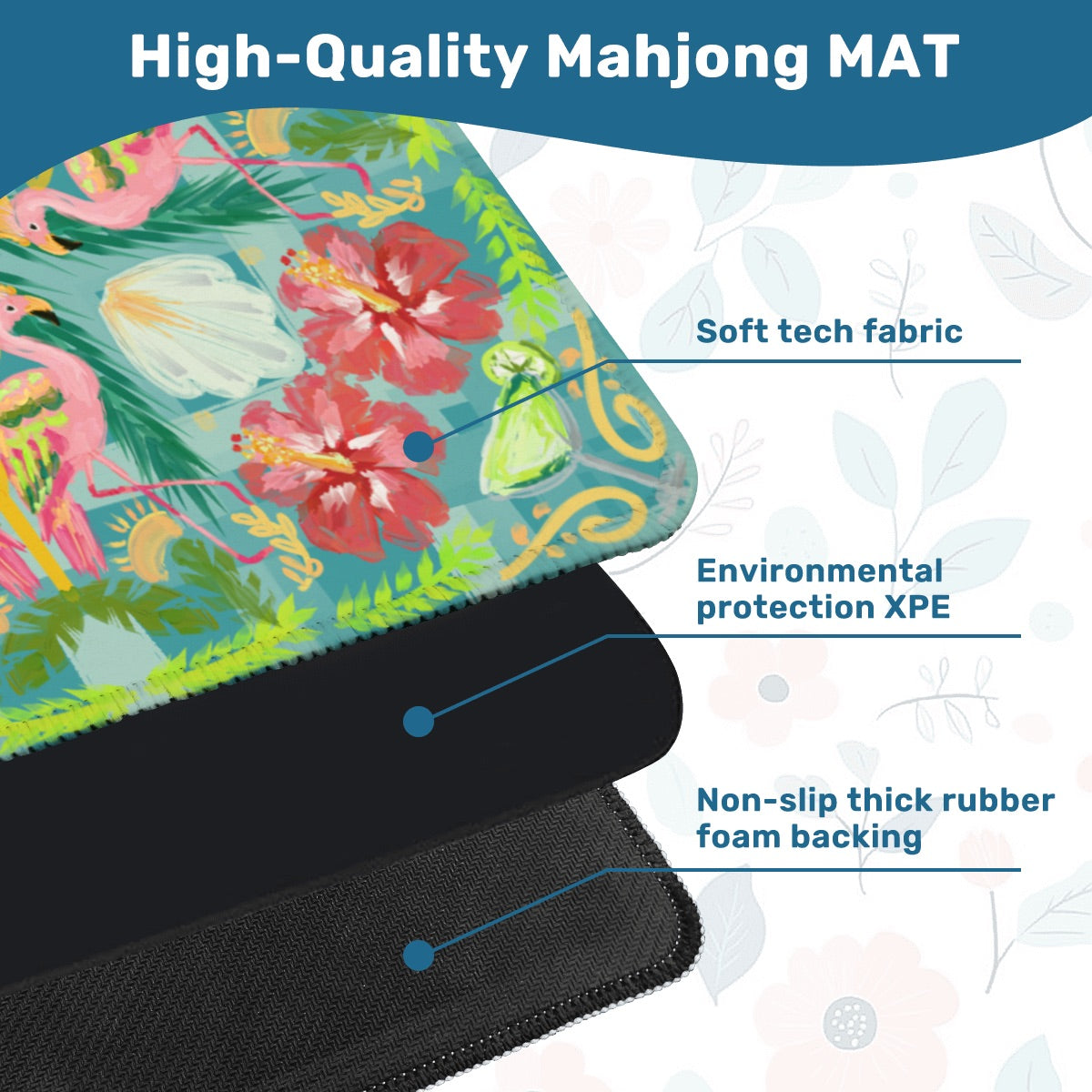 2026 Flamingo animated Mahjong Mat 31.5"x31.5" (Ship Rolled up)