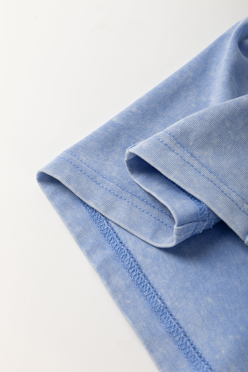 Sky Blue Mineral Wash Flower Patchwork Mini T Shirt Dress