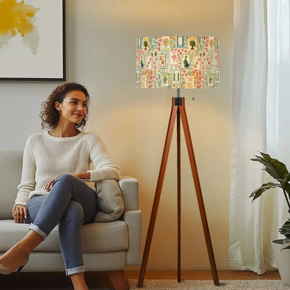 Tripod Floor Lamp (Made in USA) Mahjong Tile