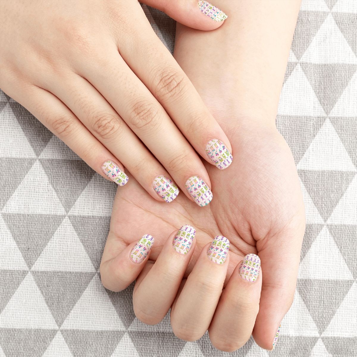 Traditional Transparent Mahjong Nail Stickers 100 Pcs