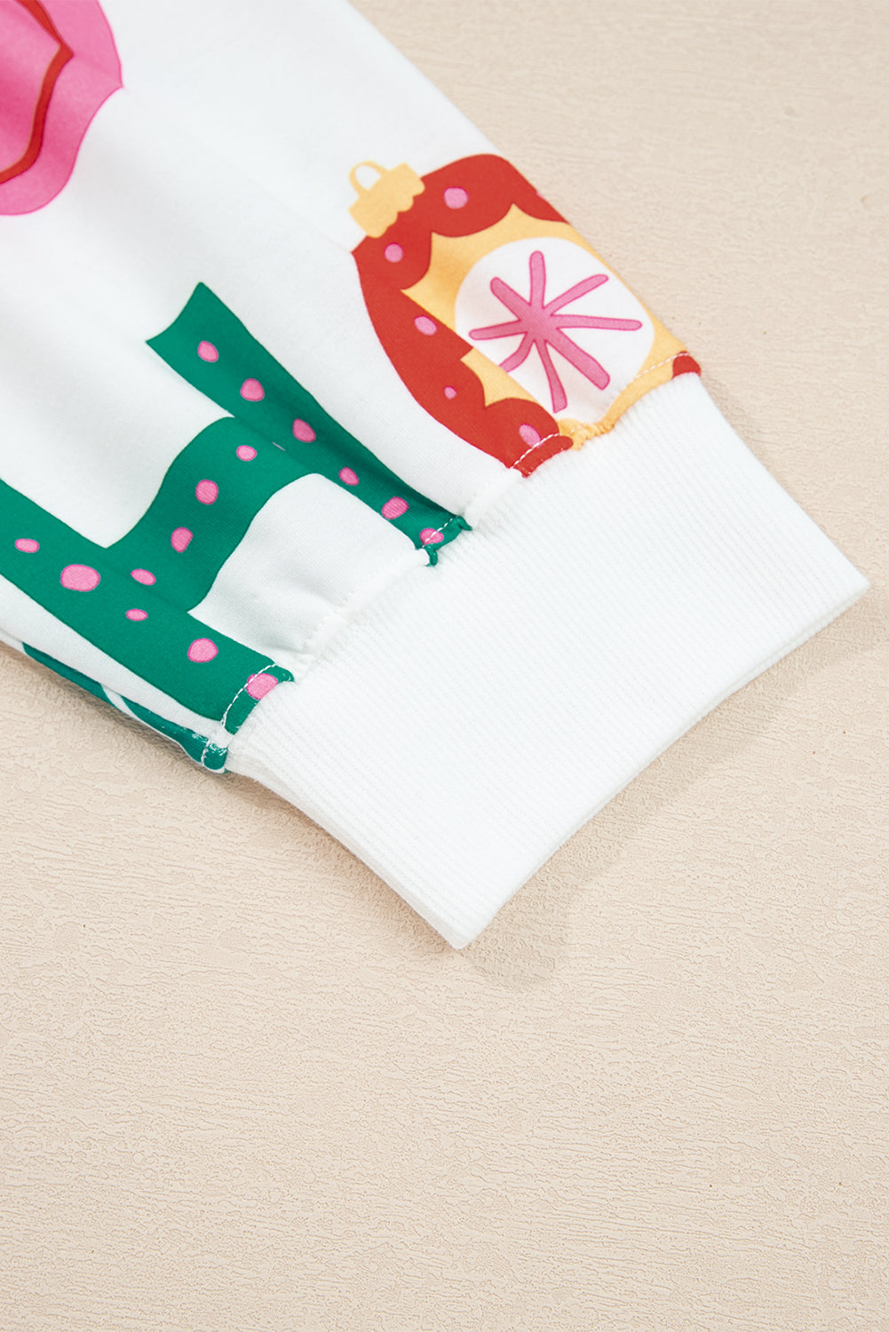 White Plus Size Christmas Ho Ho Ho Print Long Sleeve Top and Shorts Pajama Set