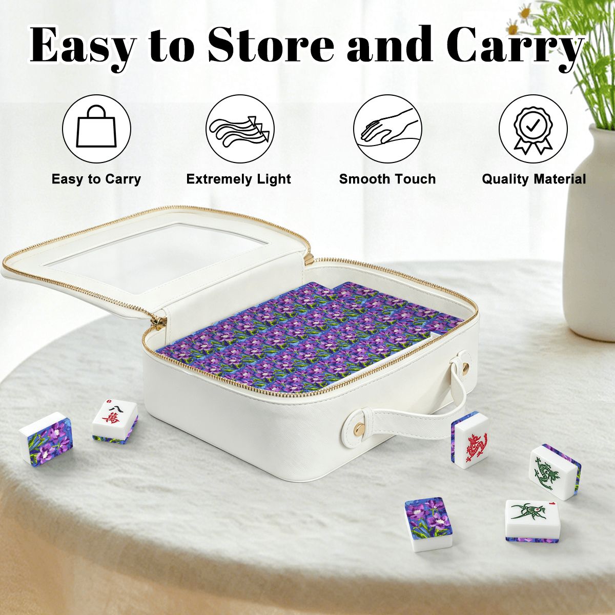 Purple floral American Mahjong Tiles