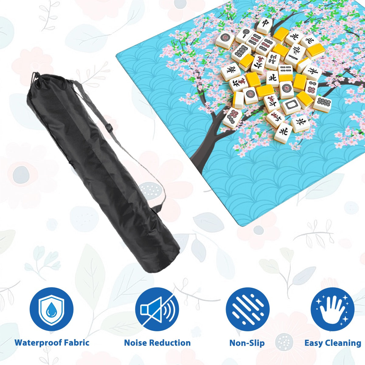 Mahjong Mat Sleek Surface Cherry Blossoms