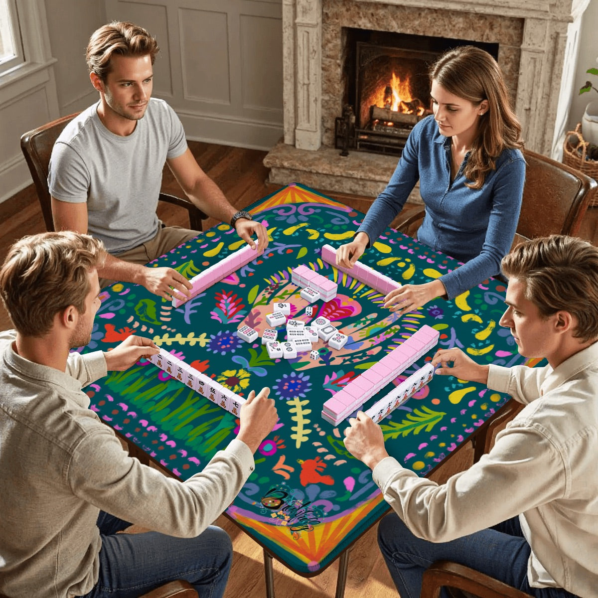 Folk Art Series-Mahjong Mat 31.5"x31.5" (Ship Rolled up)