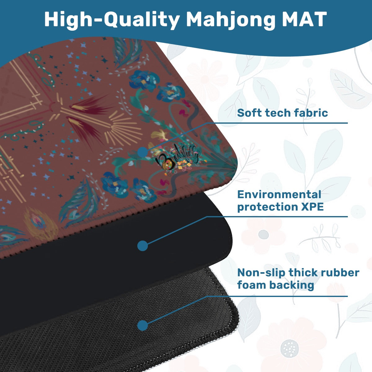 Roaring 20’s Mahjong Mat in Mauve 31.5"x31.5" (Ship Rolled up)