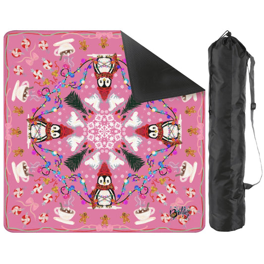 2026 Pink Penguin Winter Mahjong Mat 31.5"x31.5" (Ship Rolled up)