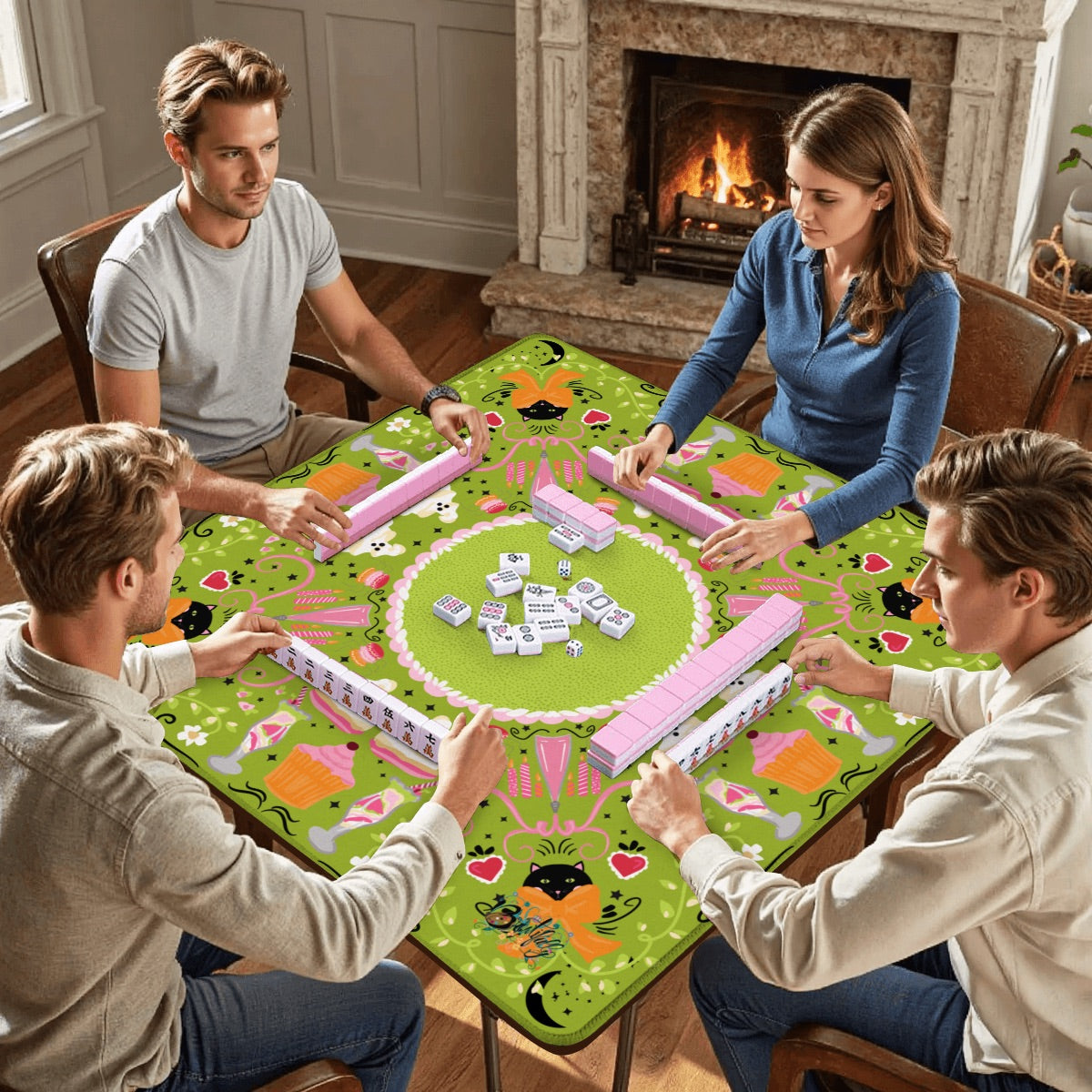 Spooky Dessert Halloween Mahjong Mat 33"x33" (Ship Rolled up)