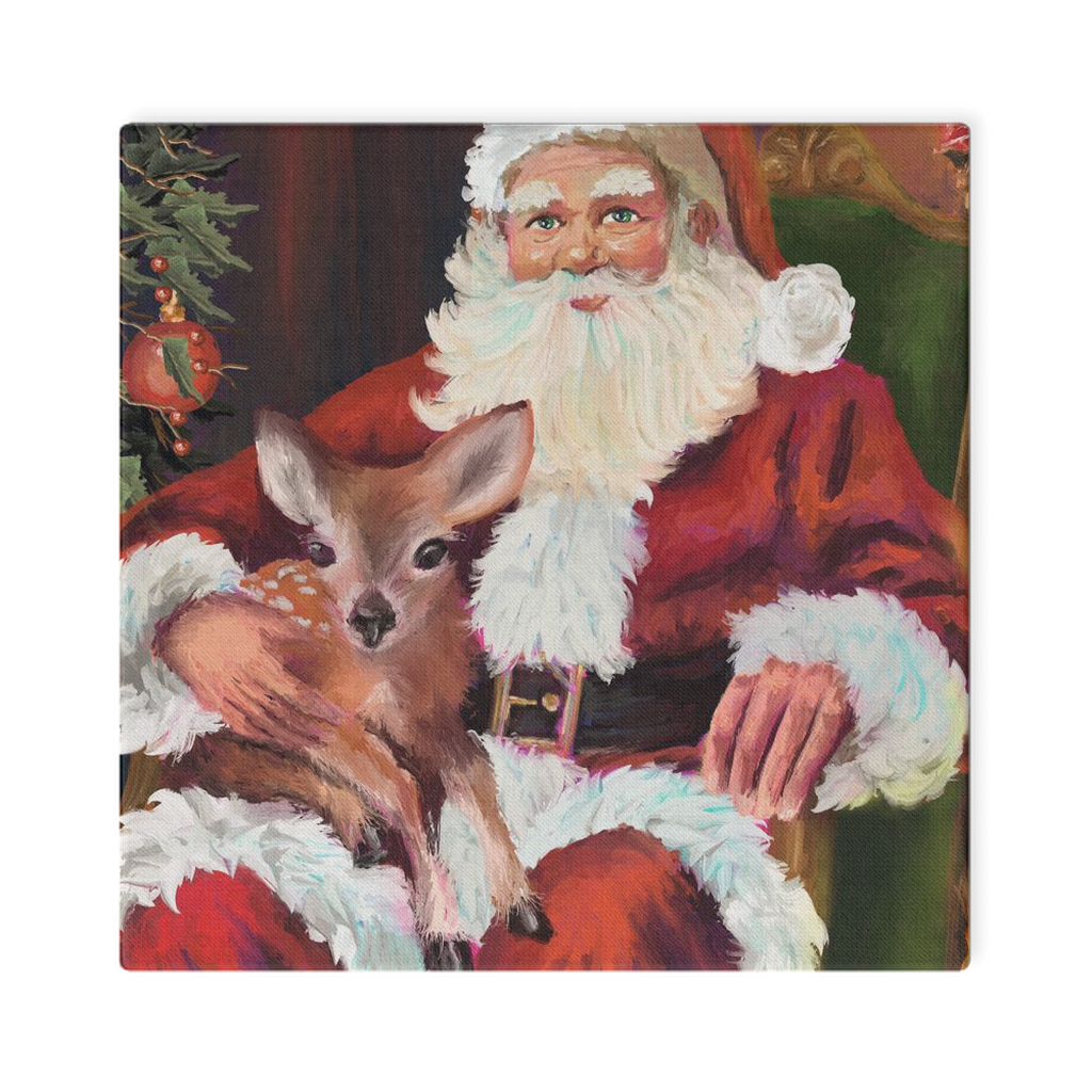 Magical Santa with baby deer Canvas Wraps-unframed, powered by Artivive