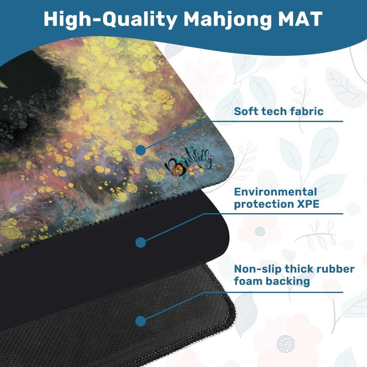 Mahjong Mat (Made in USA) Abstract Bamboo And Panda