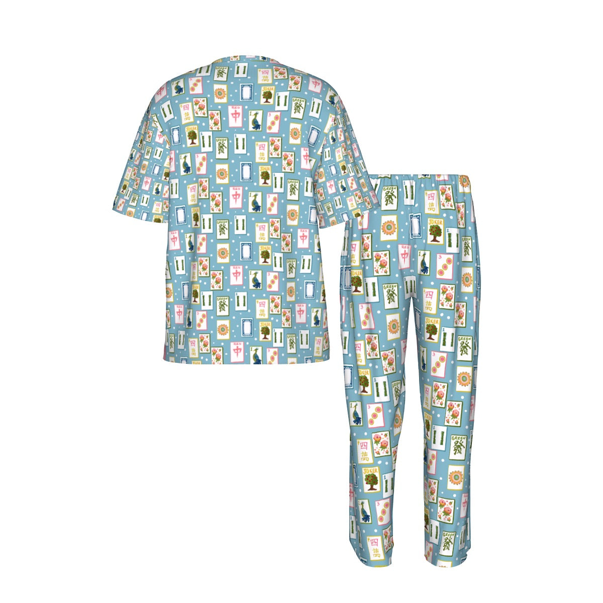Short Sleeved Pajama Set MAHJ in blue