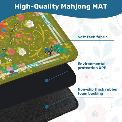 Mahjong Mat (Made in USA) Spring on Green w instructions