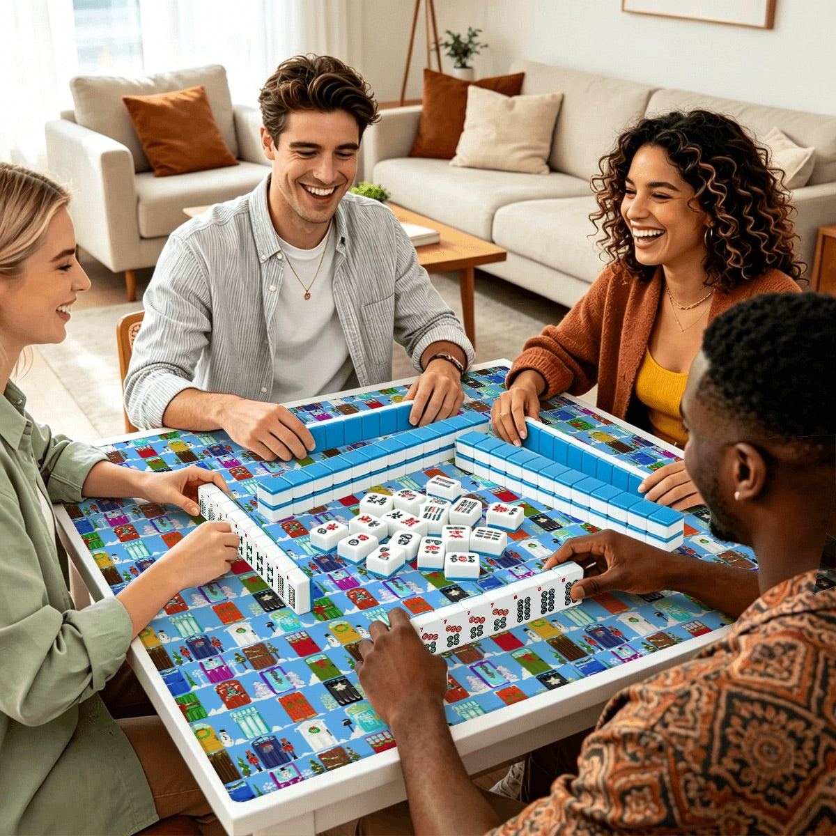 Mahjong Mat SleekSurface Holiday Neighborhood