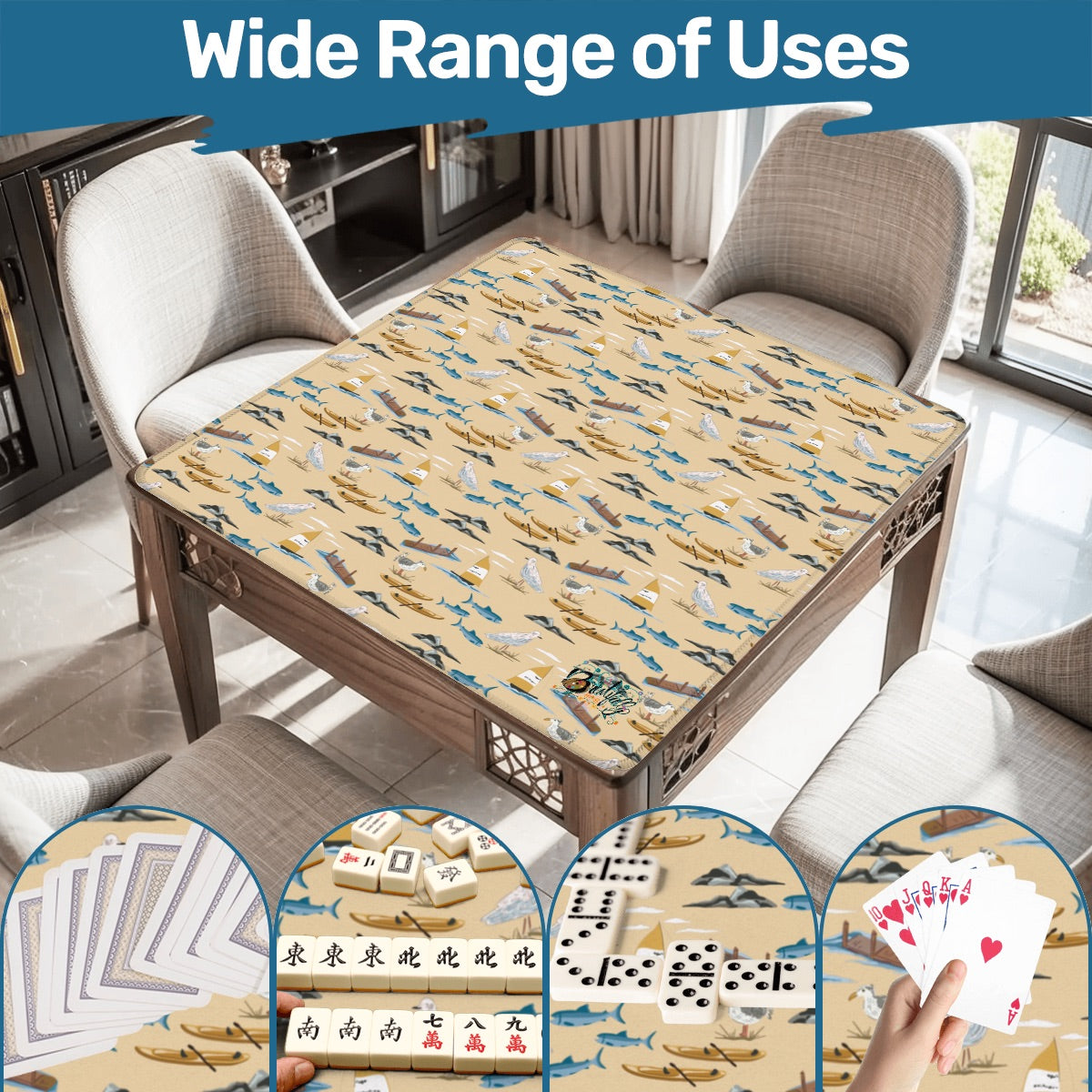 Mahjong Mat 33"x33" (Ship Rolled up) Gardens Shore