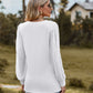 Swiss Dot V-Neck Long Sleeve Blouse