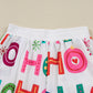 White Ho Ho Ho Letter Graphic Christmas Pajama Set