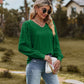 Swiss Dot V-Neck Long Sleeve Blouse