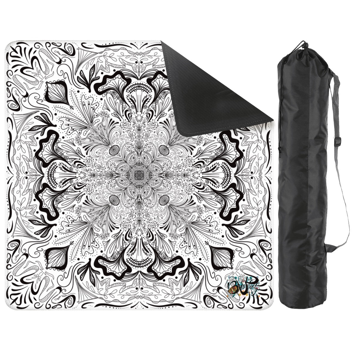 Black in White- Mahjong Mat 31.5"x31.5" (Ship Rolled up)