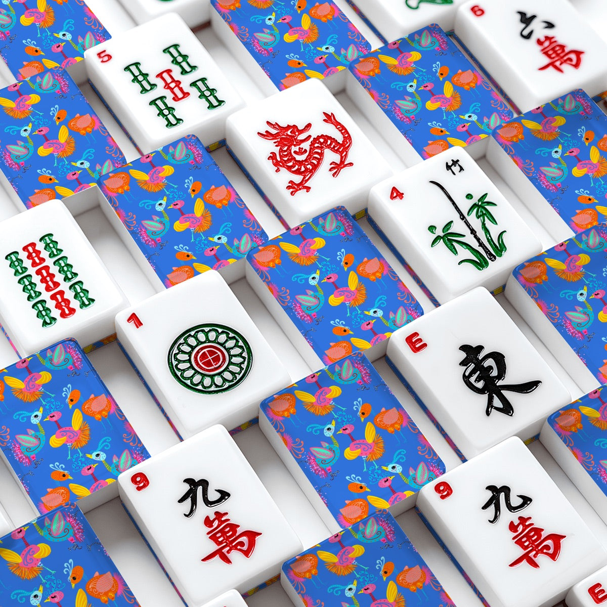 Bam Bird Gathering American Mahjong Tiles