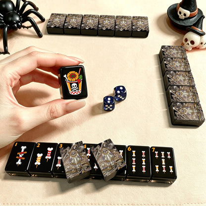 Woodsy Owl Skull Diner Halloween Mahjong Tiles multi layer