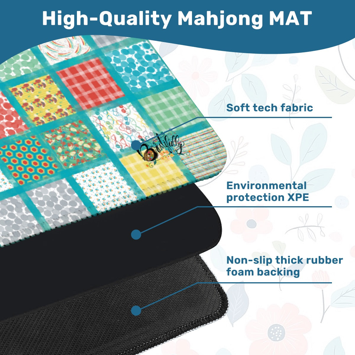 Mahjong Mat 33"x33" (Ship Rolled up)- Vintage block quilt