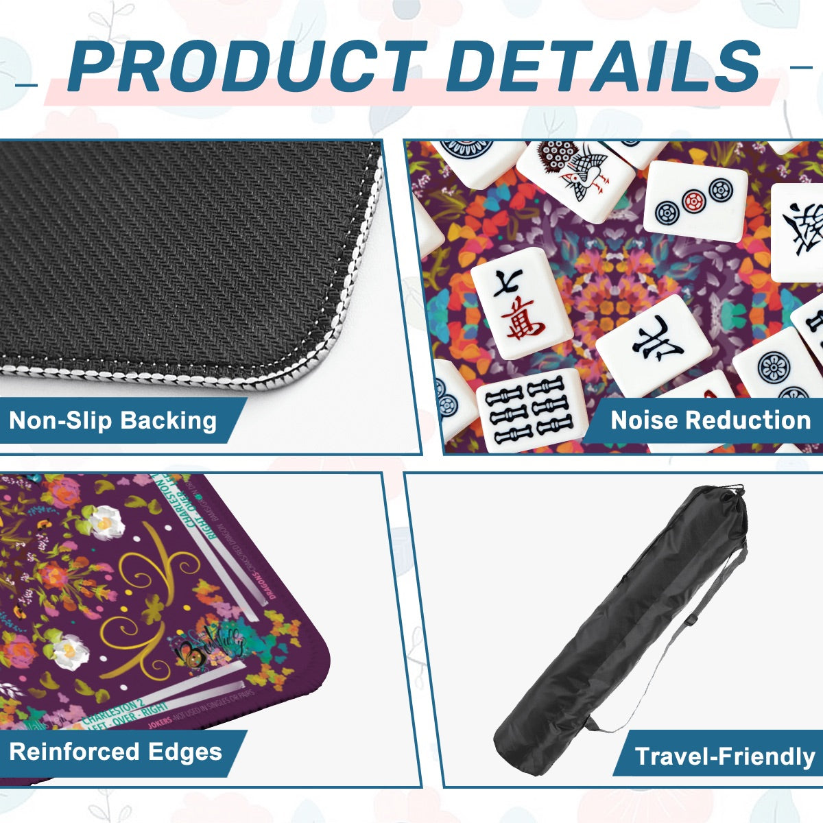 Mahjong Mat (Made in USA) Spring on Plum w instructions