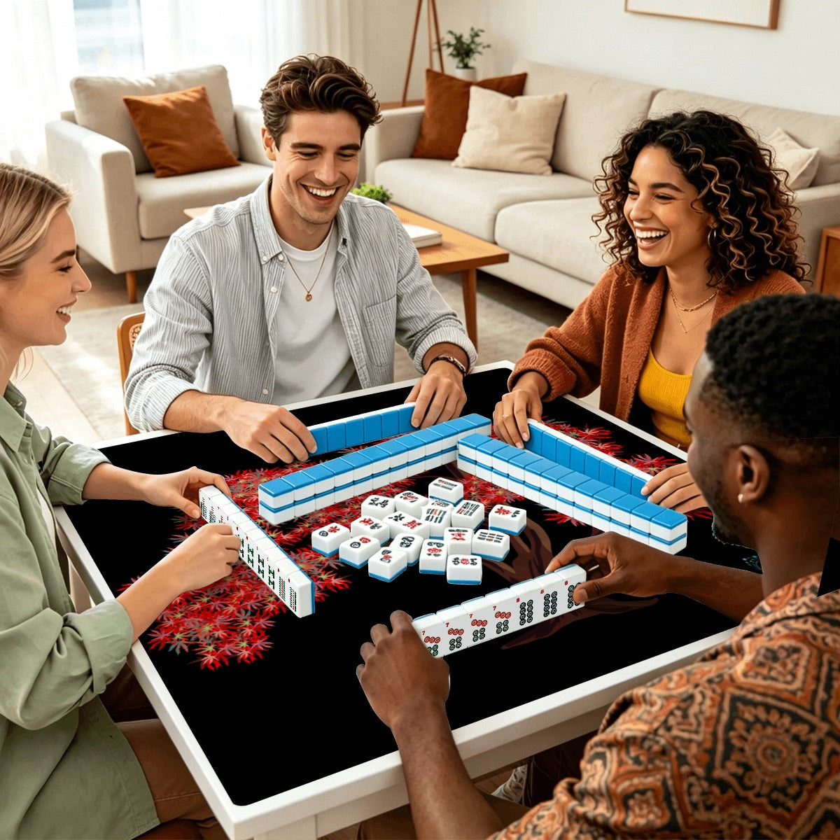 Mahjong Mat Sleek Surface Dragon tree