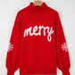 Fiery Red Merry Snowflake Pattern Christmas Turtleneck Sweater