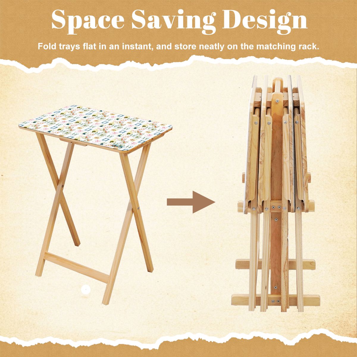 Mahjong TV Trays with Storage Rack