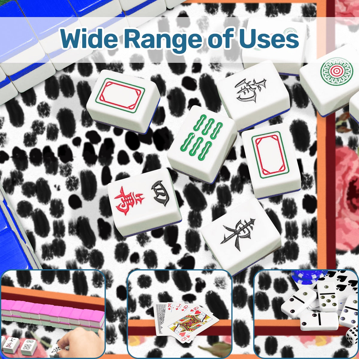 Hand painted roses and dots 2 Mahjong Mat 31.5"x31.5" (Ship Rolled up)