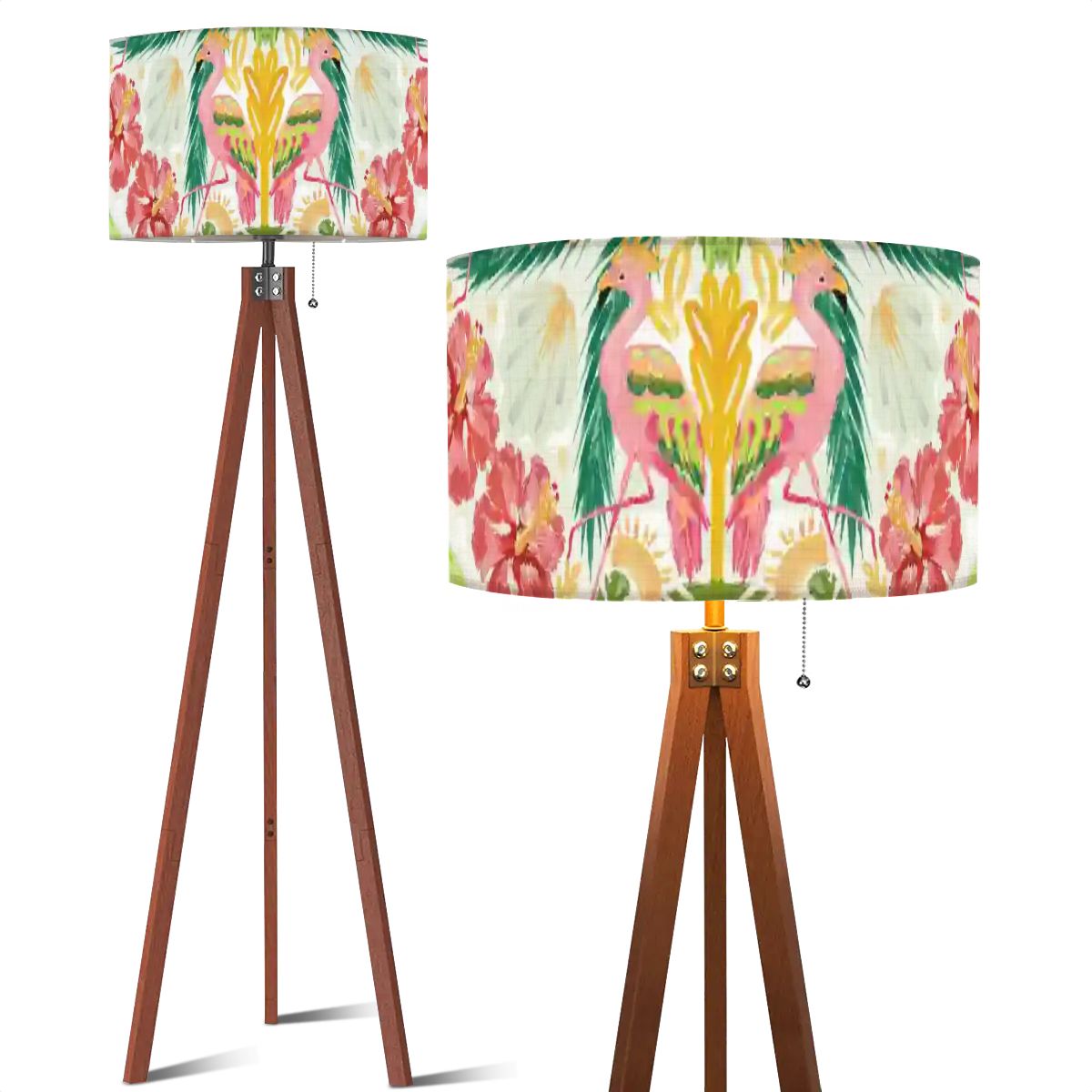 Tripod Floor Lamp (Made in USA)Birds and Pagodas