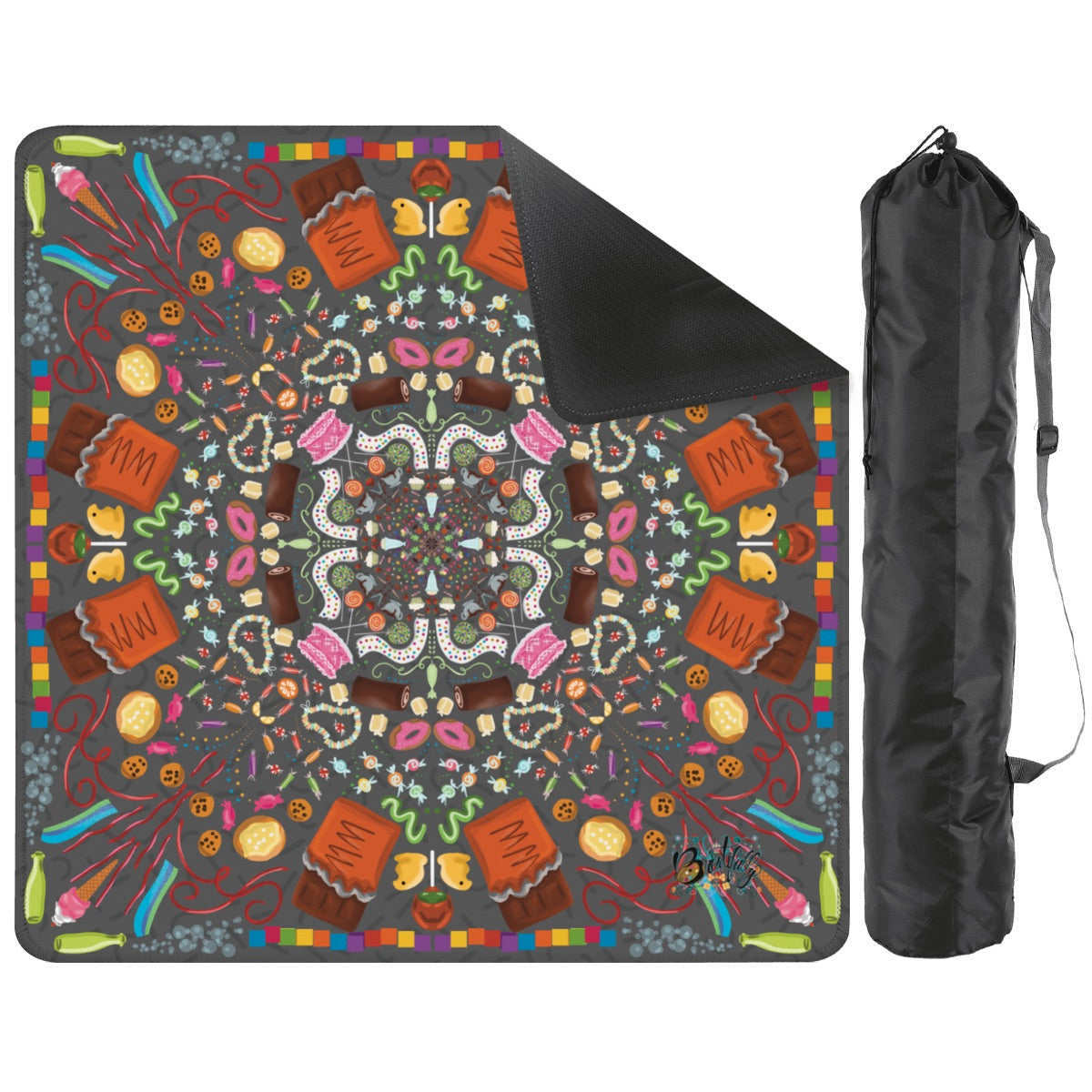 Candy is Dandy on Grey-Mahjong Mat 31.5"x31.5" (Ship Rolled up)