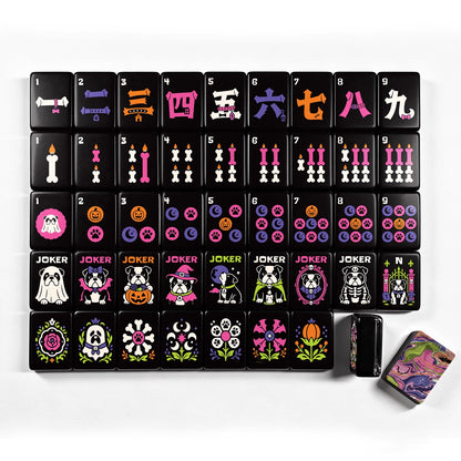 Psycho-doggic Wicked Bulldog Halloween Mahjong Tiles