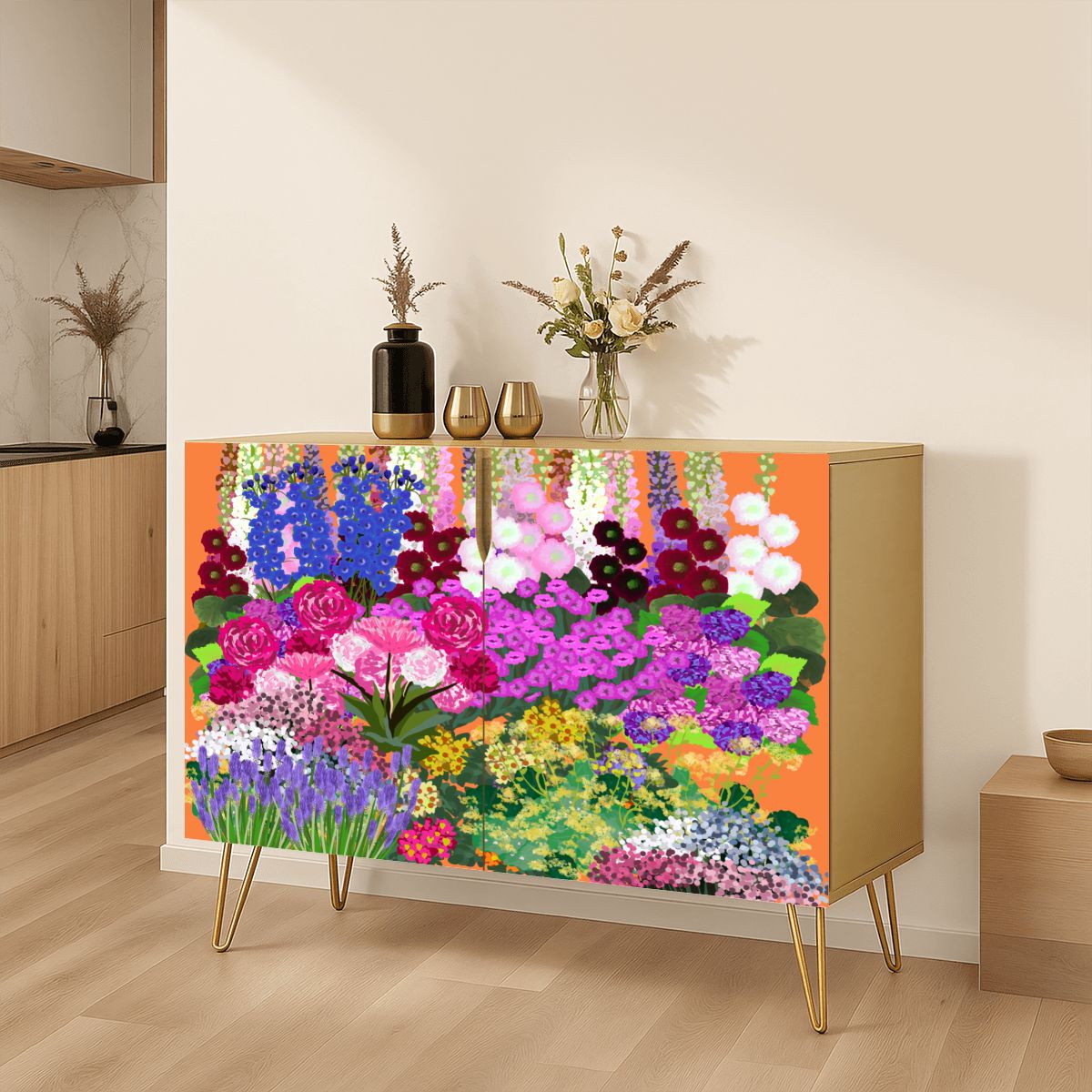 Wooden Storage Cabinet (Made in USA) English Garden - Orange