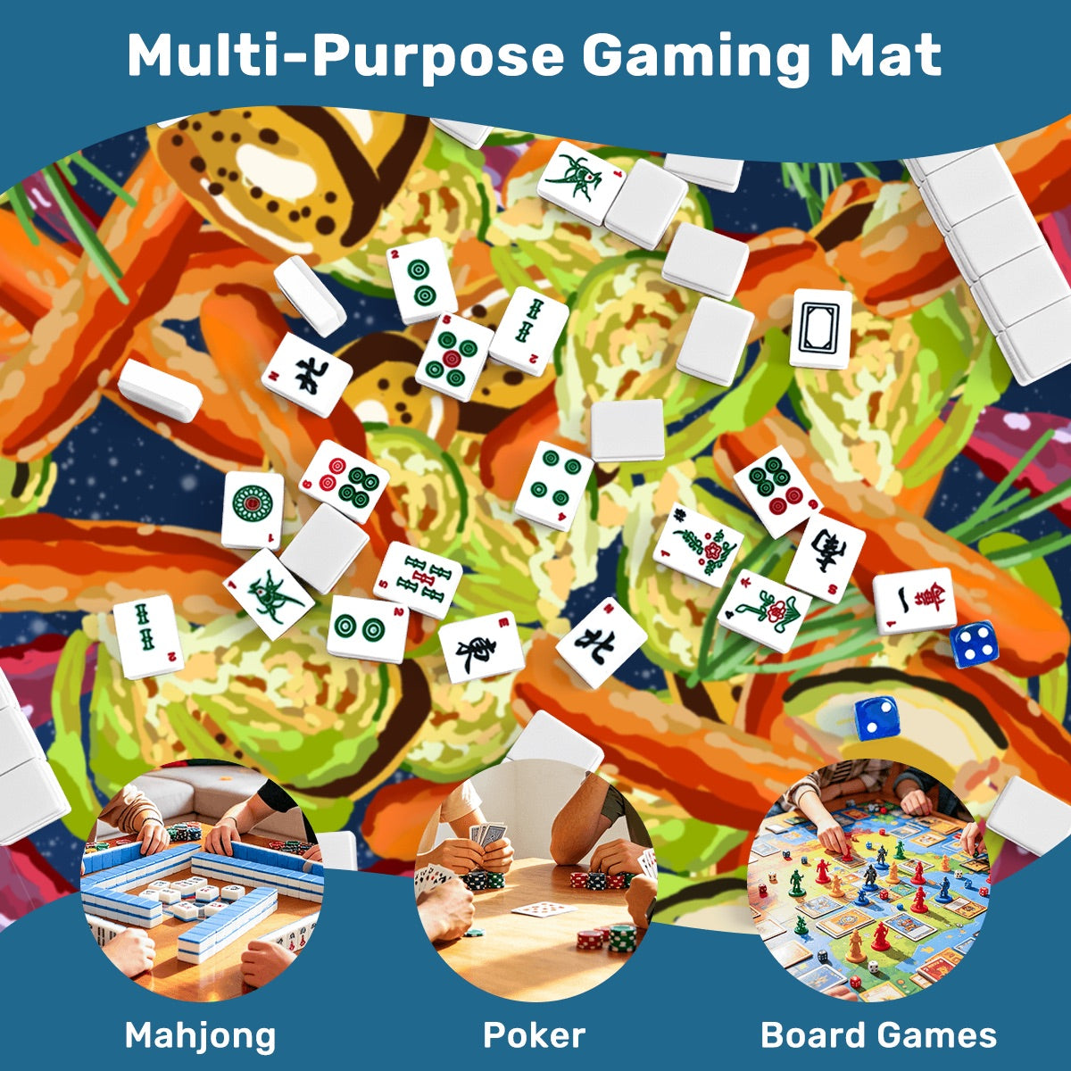 Mahjong Mat Sleek Surface Garden Bounty