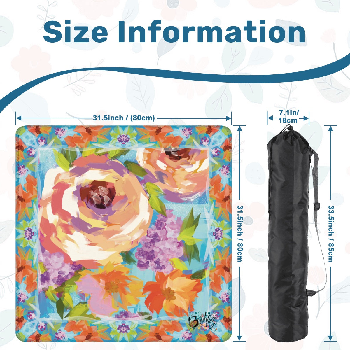 Bold floral Mahjong Mat 31.5"x31.5" (Ship Rolled up)