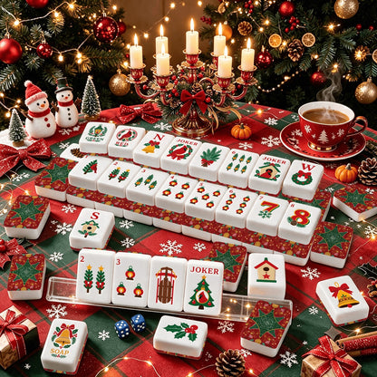 Christmas Cardinal American Mahjong Tiles Traditional Ted and Green