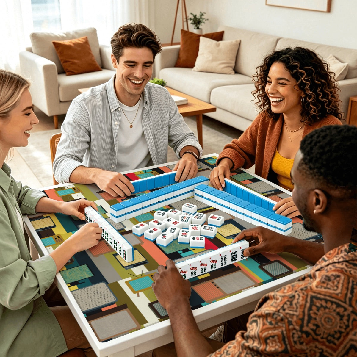 Mahjong Mat Sleek Surface Vintage Tv