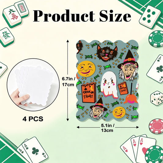 Scalloped Mahjong Shuffler Cards  Set of 4 Halloween
