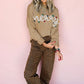 Smoke Gray Merry Colorful Dot Detail Christmas Dolman Sweater