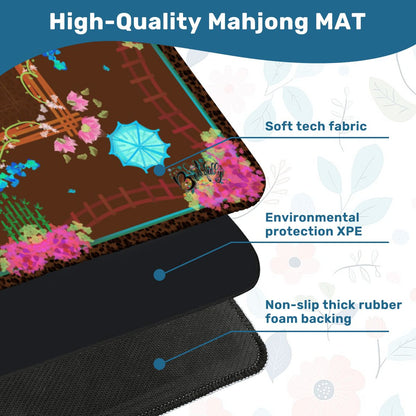 Neon on Leopard- Mini Travel Mahjong Mat 20.9"x20.9" (Ship Rolled up)