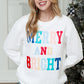 White Merry and Bright Quilted Sweatshirt