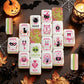 Witch's Familiar Halloween Mahjong Tiles Pink & Green abstract