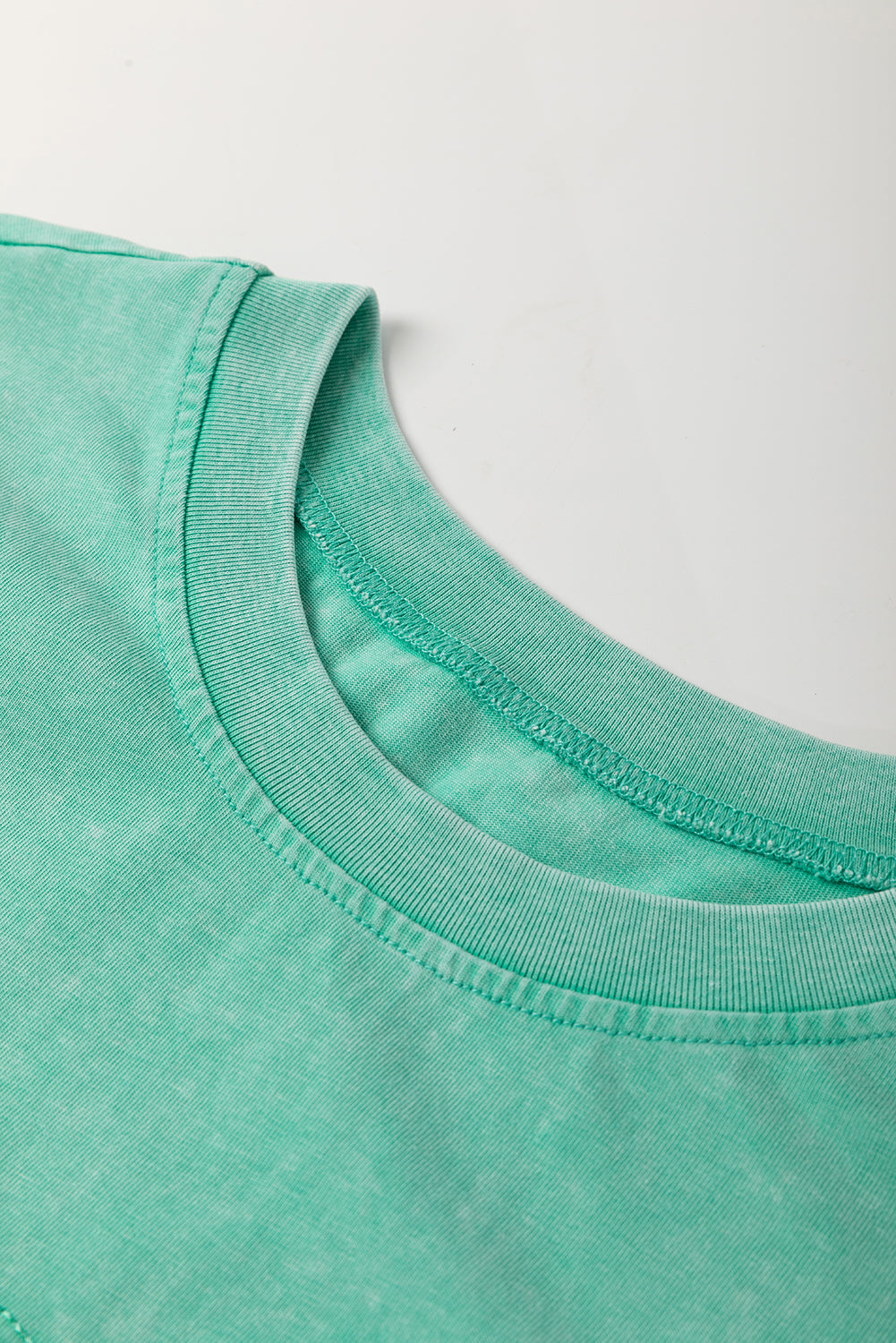 Sky Blue Mineral Wash Flower Patchwork Mini T Shirt Dress