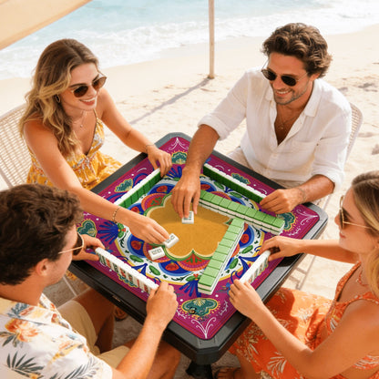 Folk Art- Choice of colorway Mini Travel Mahjong Mat 20.9"x20.9" (Ship Rolled up)