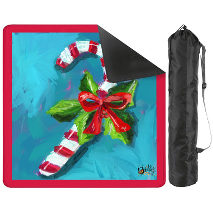 Mahjong Mat 33"x33" (Ship Rolled up) Hand painted candy cane